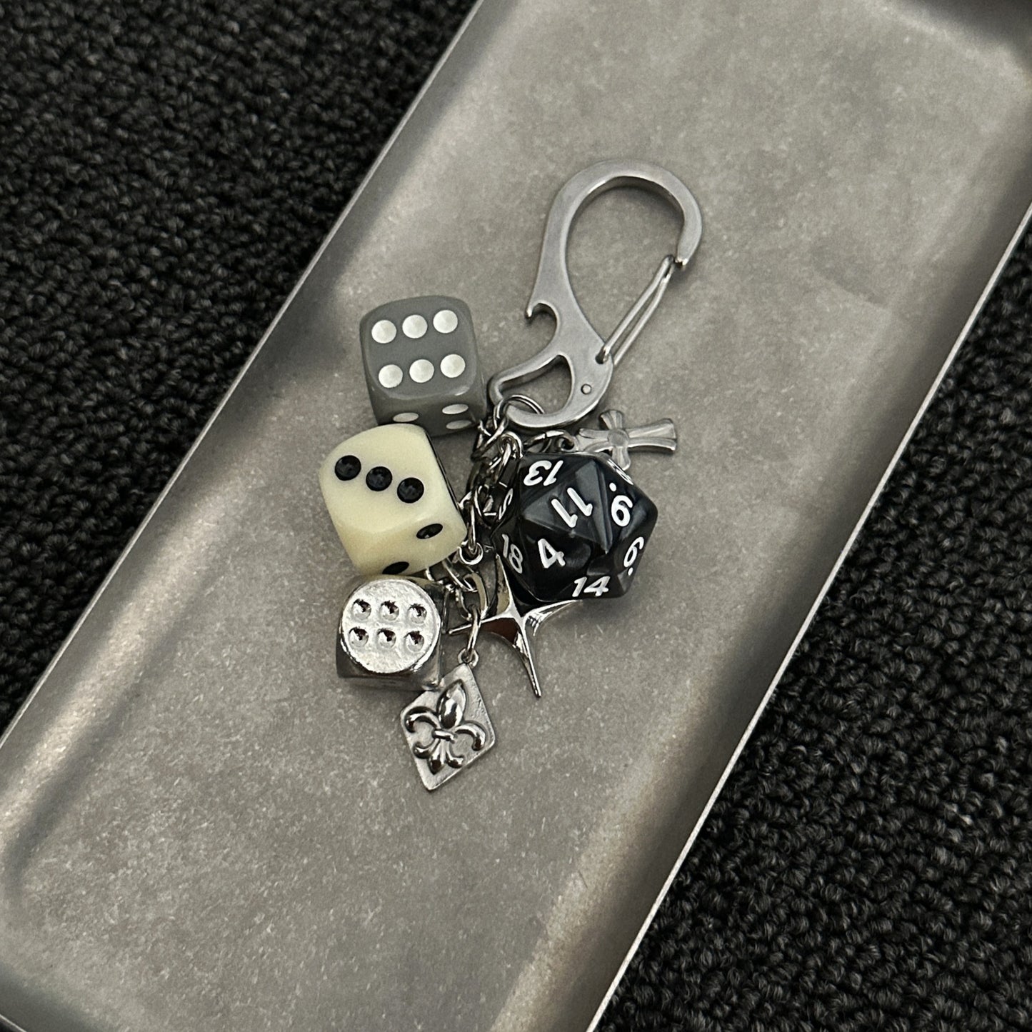 Original Dice String Keychain Pendant