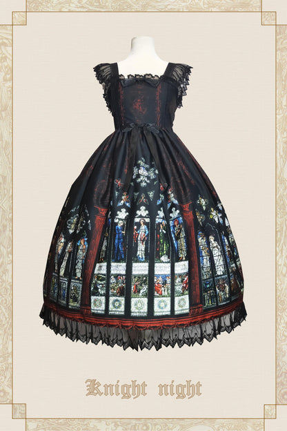 Original Lolita Suspender Dress with Stained Glass Design