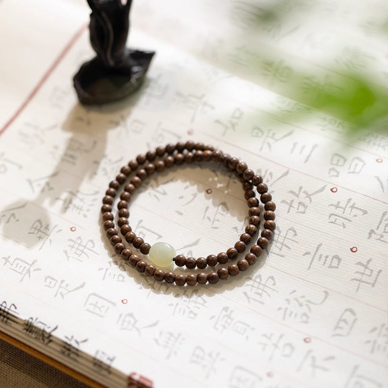 Original Old Material Green Sandalwood Buddha Beads Bracelet