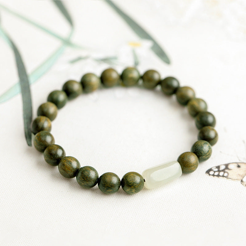 Original Old Material Green Sandalwood Buddha Beads Bracelet