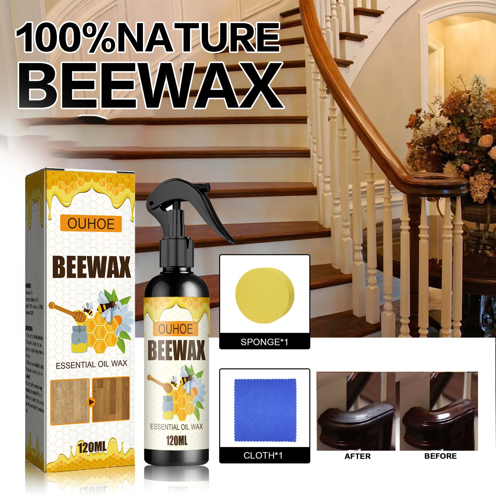Ouhoe Beeswax Furniture Polish Spray Set