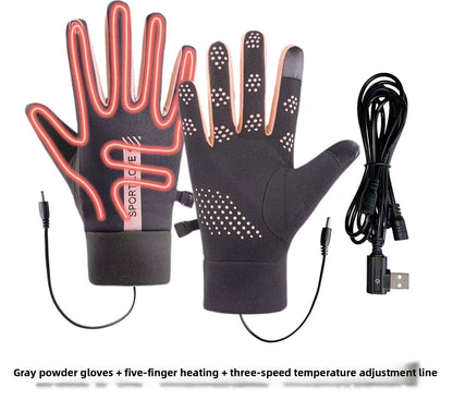Outdoor cycling USB heated gloves