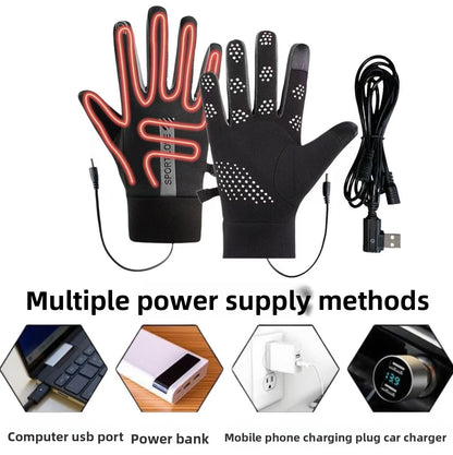Outdoor cycling USB heated gloves