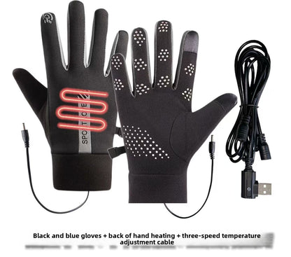 Outdoor cycling USB heated gloves