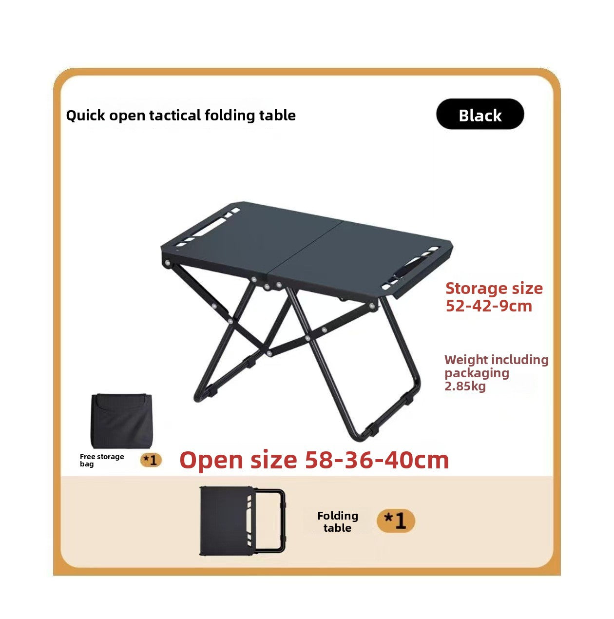 Outdoor foldable tactical table