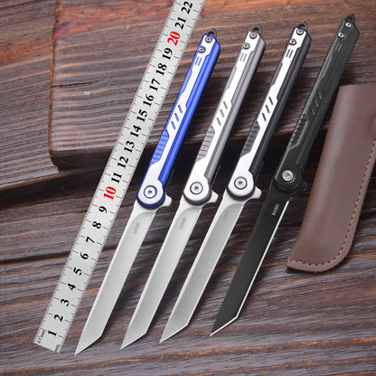 Outdoor Folding Camping Knife with Leather Sheath