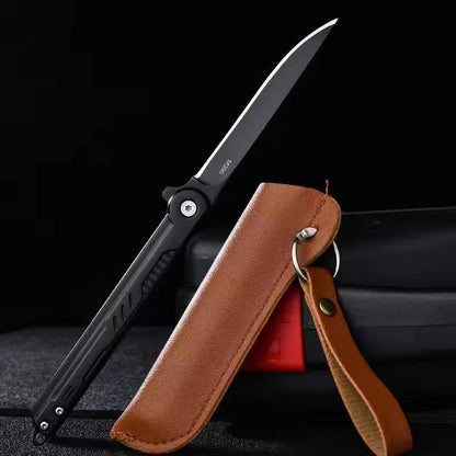 Outdoor Folding Camping Knife with Leather Sheath