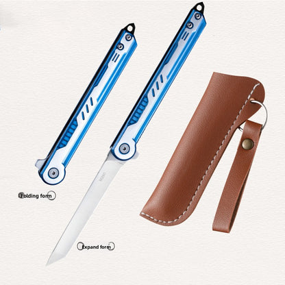 Outdoor Folding Camping Knife with Leather Sheath