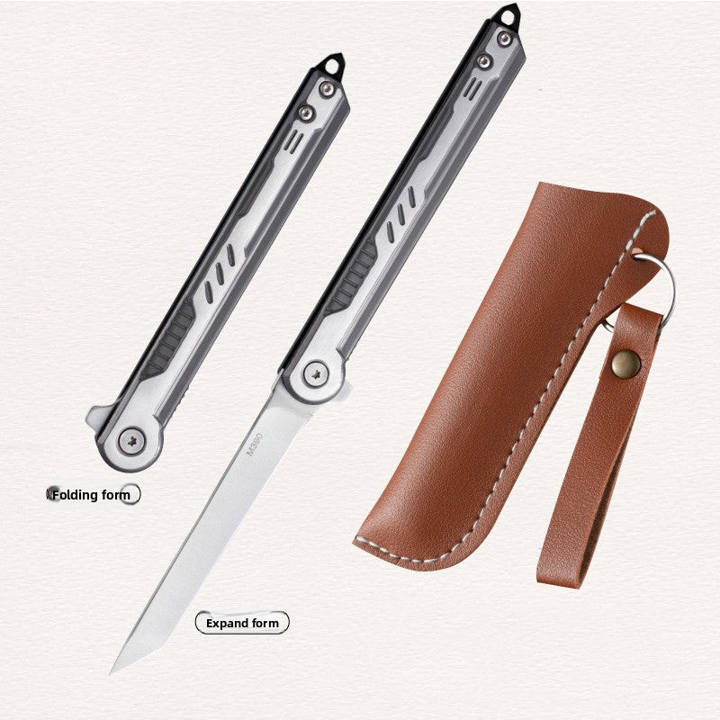 Outdoor Folding Camping Knife with Leather Sheath