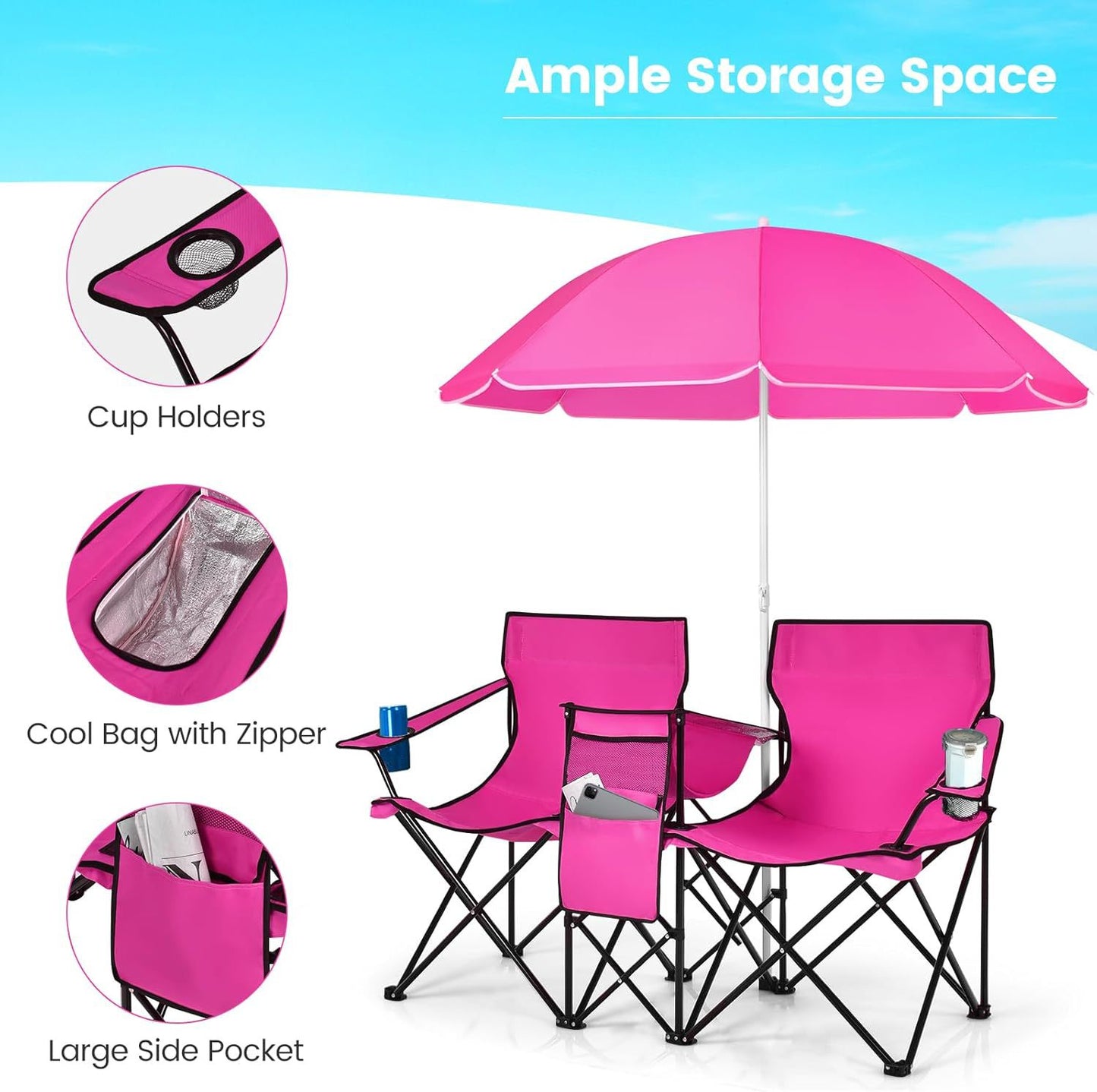 Outdoor Folding Sunshade Chair with Ice Pack