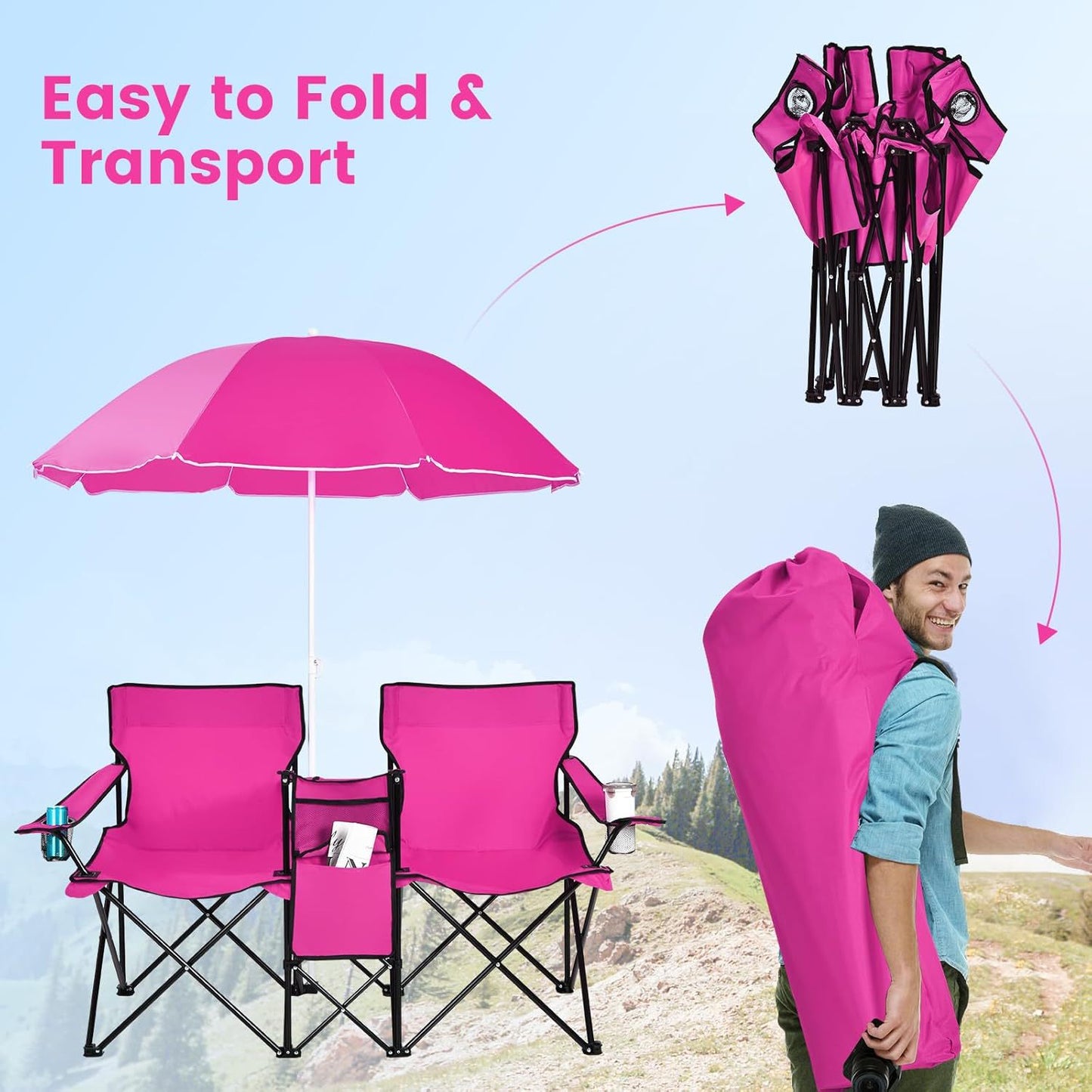 Outdoor Folding Sunshade Chair with Ice Pack