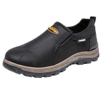 Outdoor hiking shoes with leather upper and casual soft soles