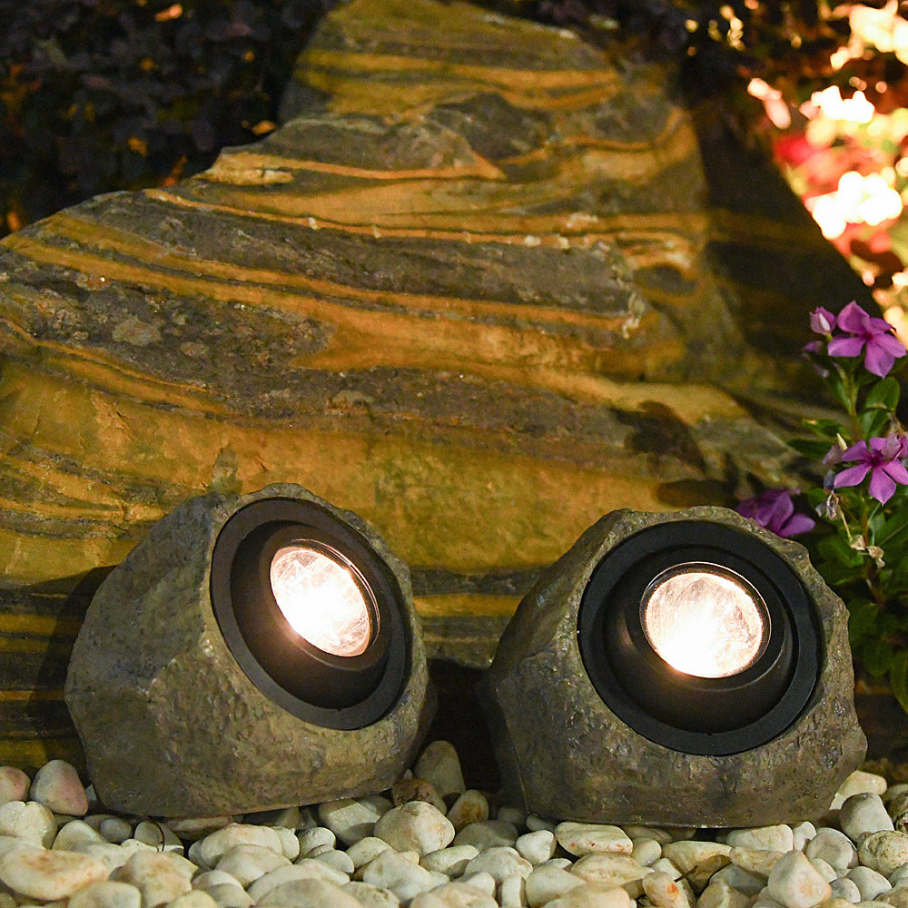 Outdoor realistic stone lanterns in outdoor garden