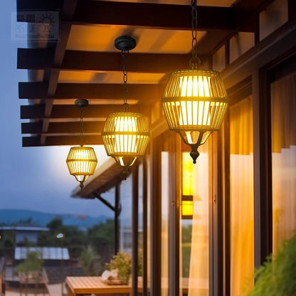 Outdoor solar-powered pendant light