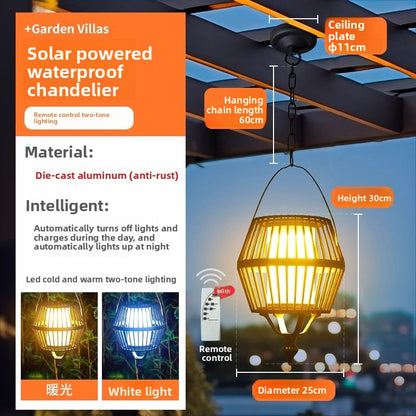 Outdoor solar-powered pendant light