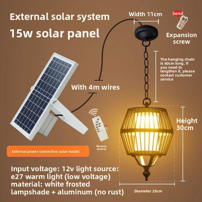 Outdoor solar-powered pendant light