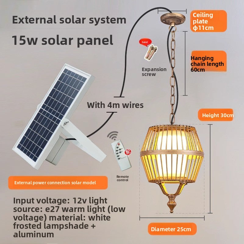Outdoor solar-powered pendant light
