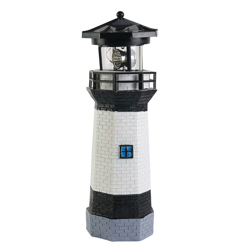 Outdoor Solar Resin Rotating Lighthouse Courtyard Landscape Decorative Lamp Lawn Garden Ornament American Style Lighthouse