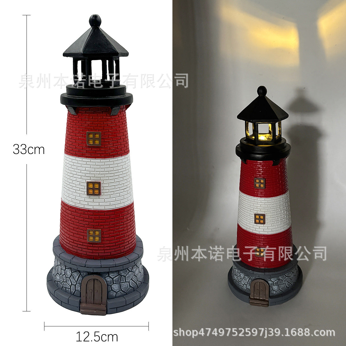 Outdoor Solar Resin Rotating Lighthouse Courtyard Landscape Decorative Lamp Lawn Garden Ornament American Style Lighthouse