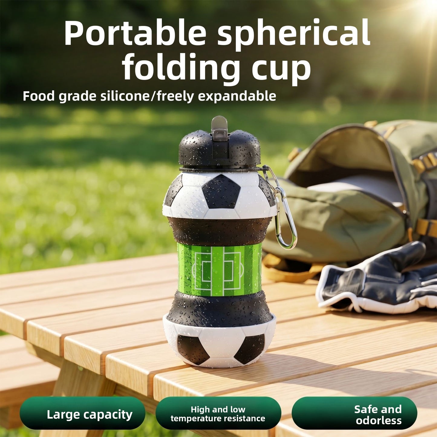 Outdoor Sports Water Cup, Spherical Silicone Folding Cup