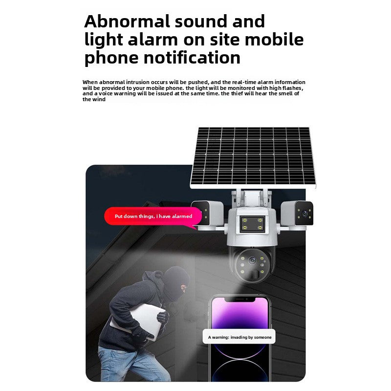 Outdoor three-lens 4G solar surveillance camera