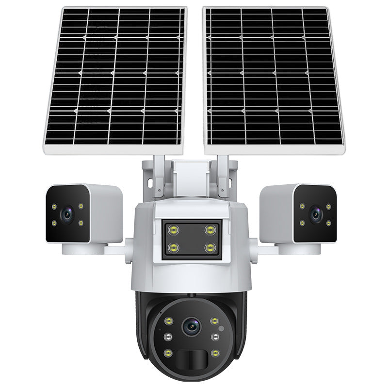 Outdoor three-lens 4G solar surveillance camera