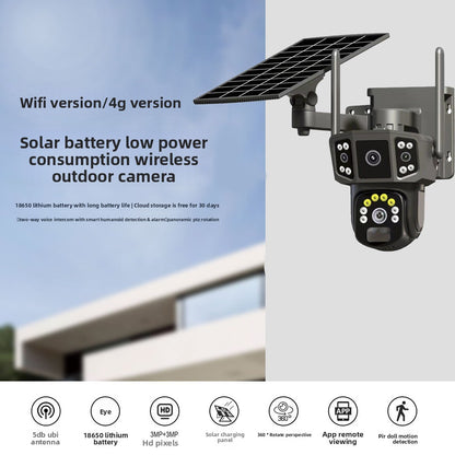 Outdoor three-picture solar camera without electricity and network remote high-definition night vision orchard monitor camera