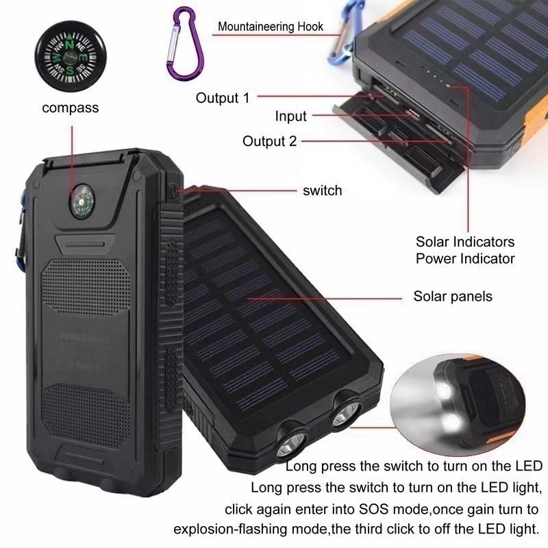 Outdoor waterproof solar power bank