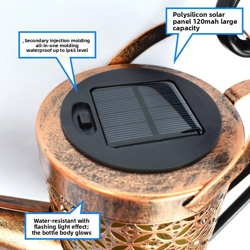 Outdoor waterproof solar-powered perforated projection lamp