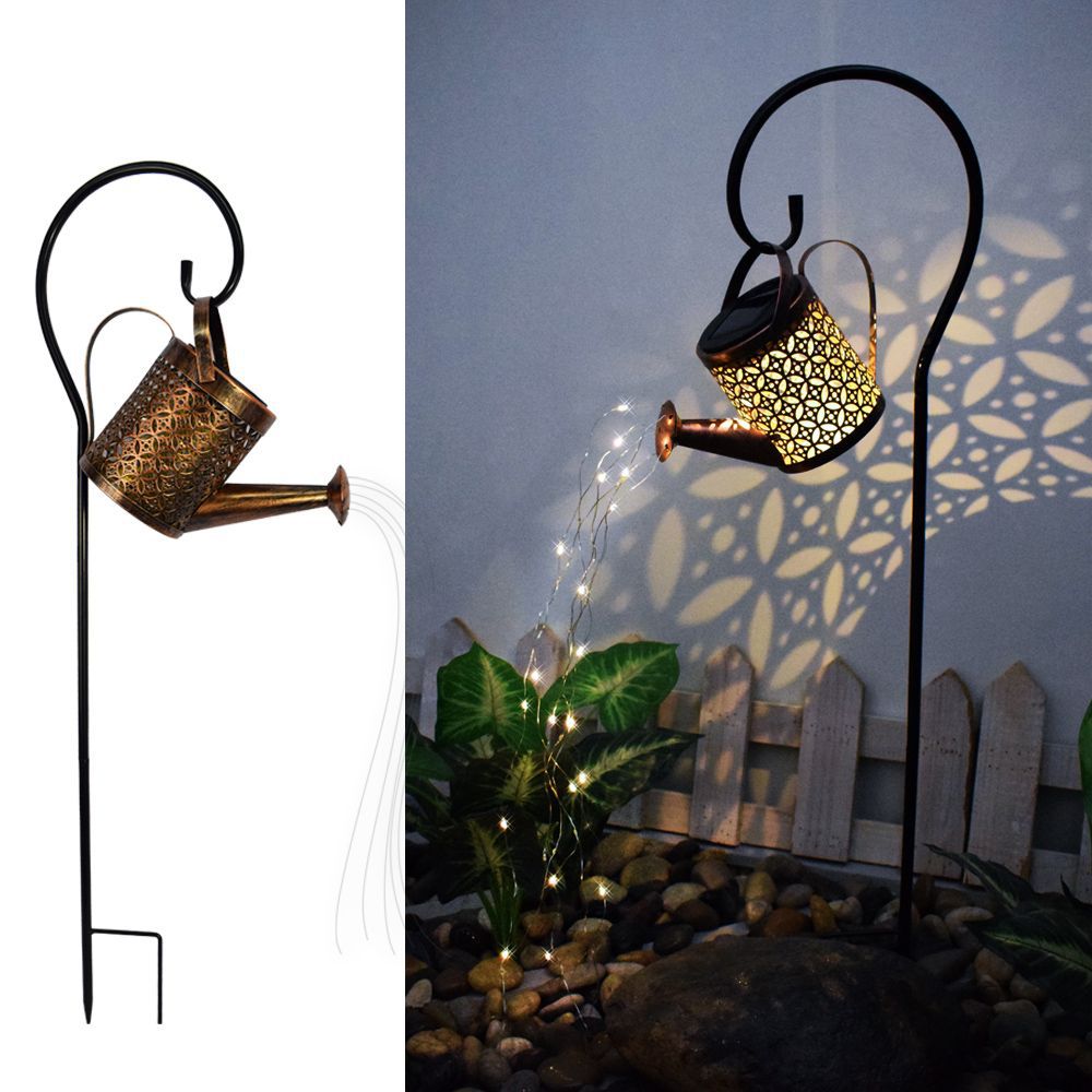 Outdoor waterproof solar-powered perforated projection lamp