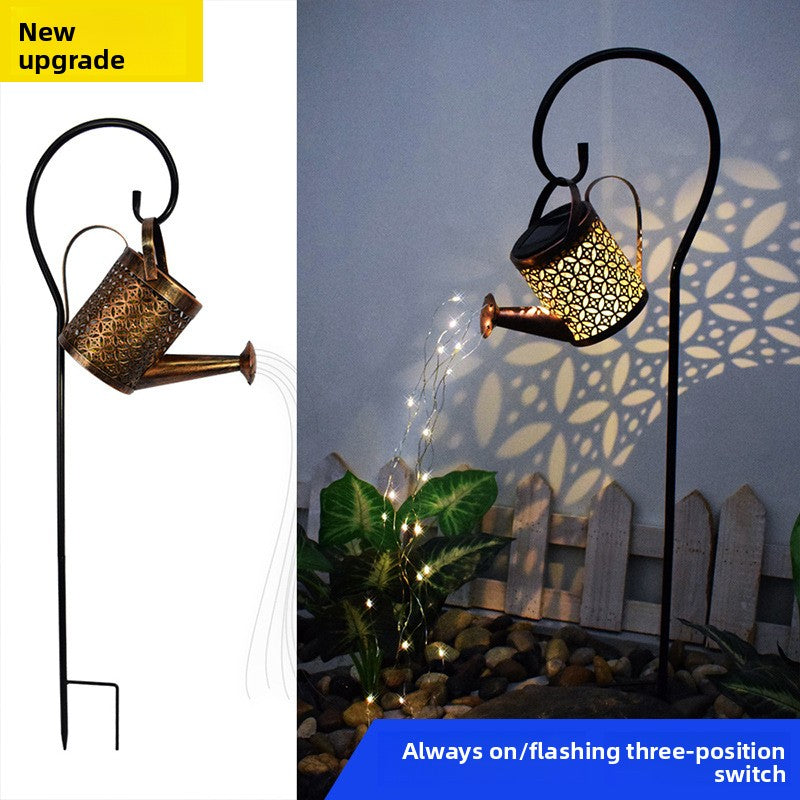 Outdoor waterproof solar-powered perforated projection lamp