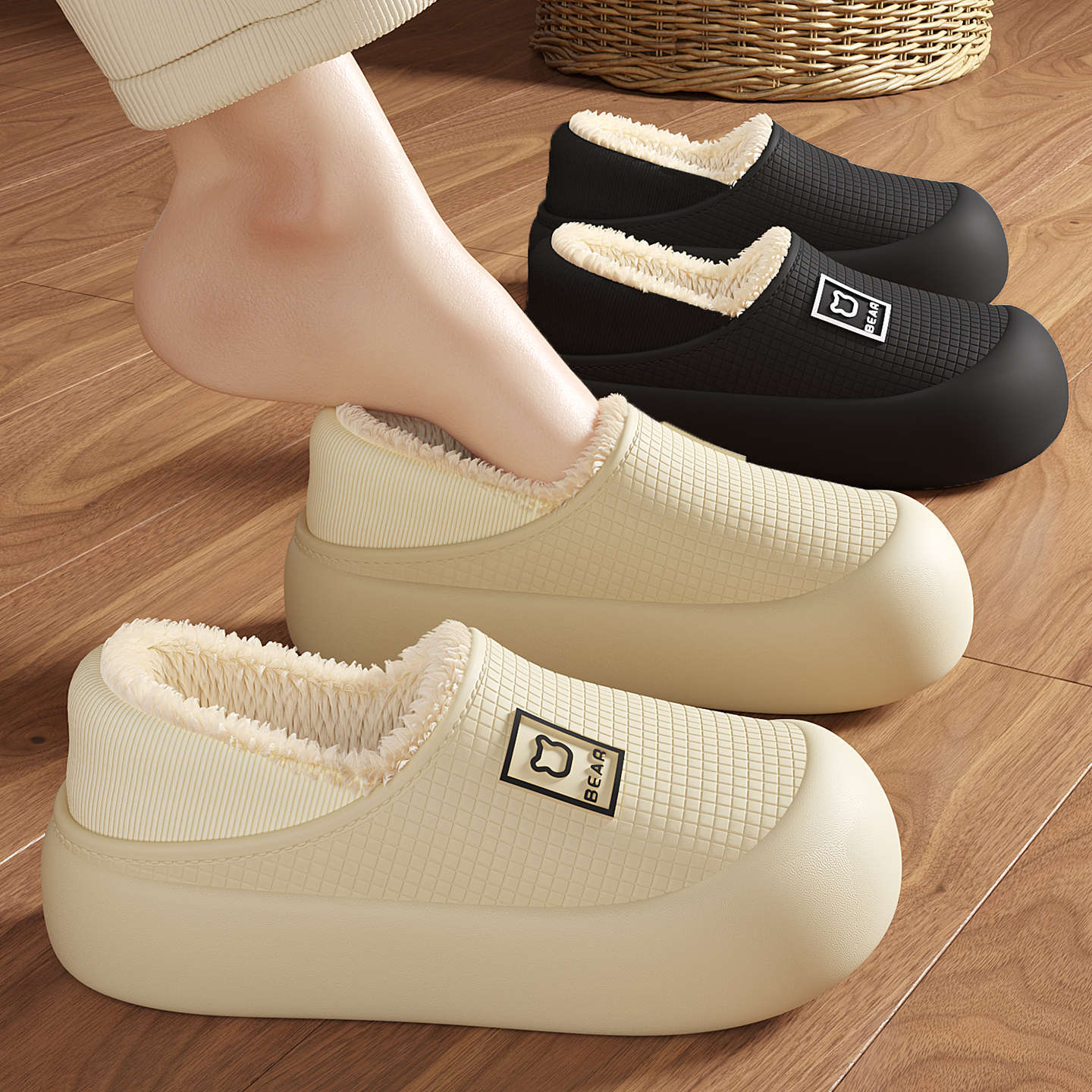 Outerwear cotton slippers