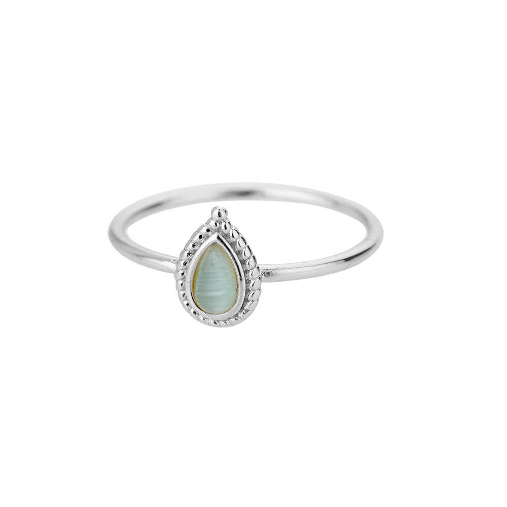 Oval Cat Eye Stone Geometric Ring
