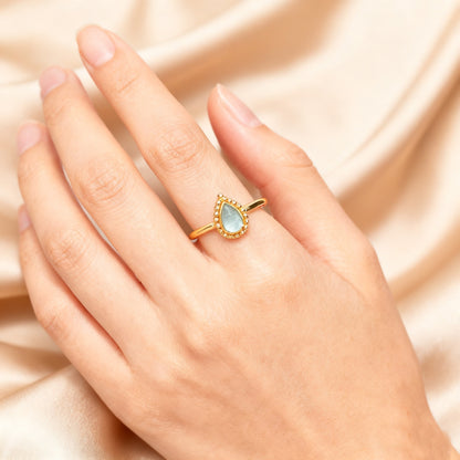 Oval Cat Eye Stone Geometric Ring