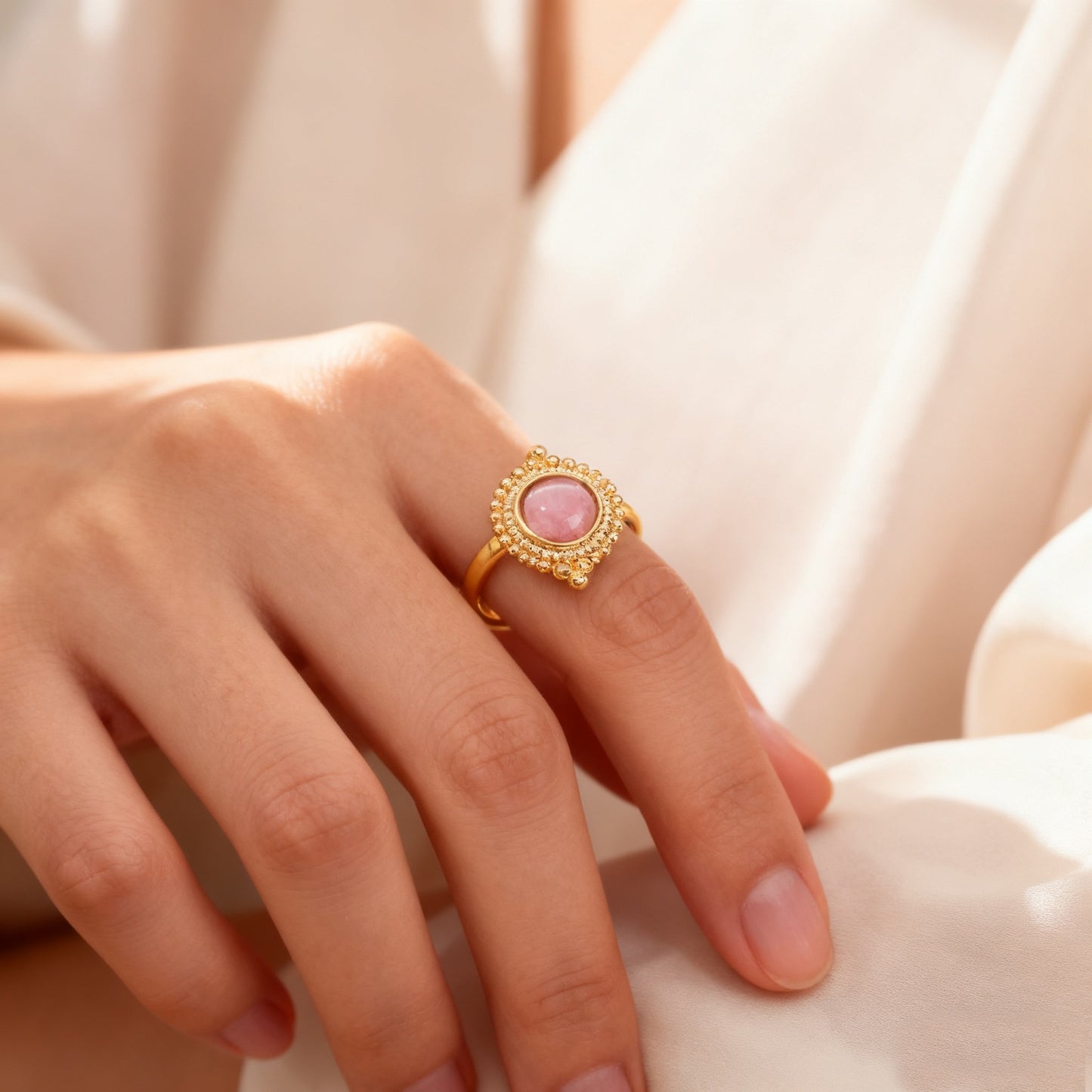 Oval Cat Eye Stone Geometric Ring