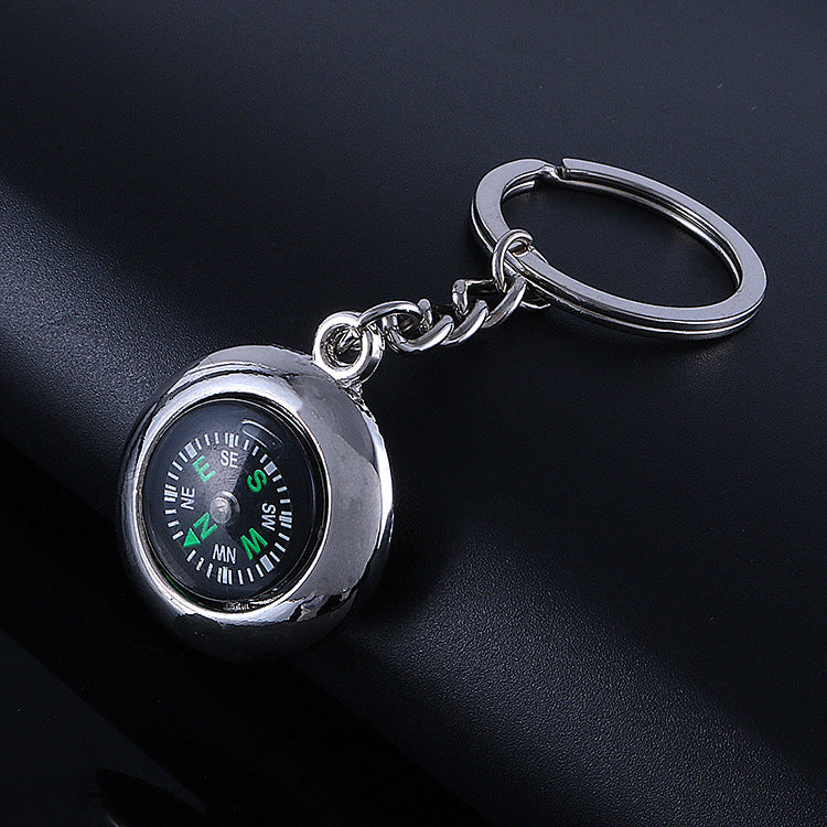 Oval Compass Design Metal Keychain with Laser Engraving