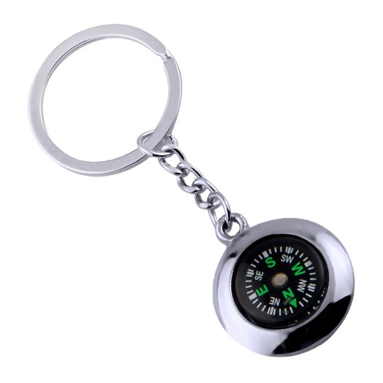 Oval Compass Design Metal Keychain with Laser Engraving