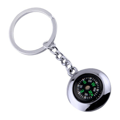 Oval Compass Design Metal Keychain with Laser Engraving
