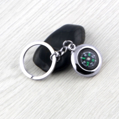 Oval Compass Design Metal Keychain with Laser Engraving