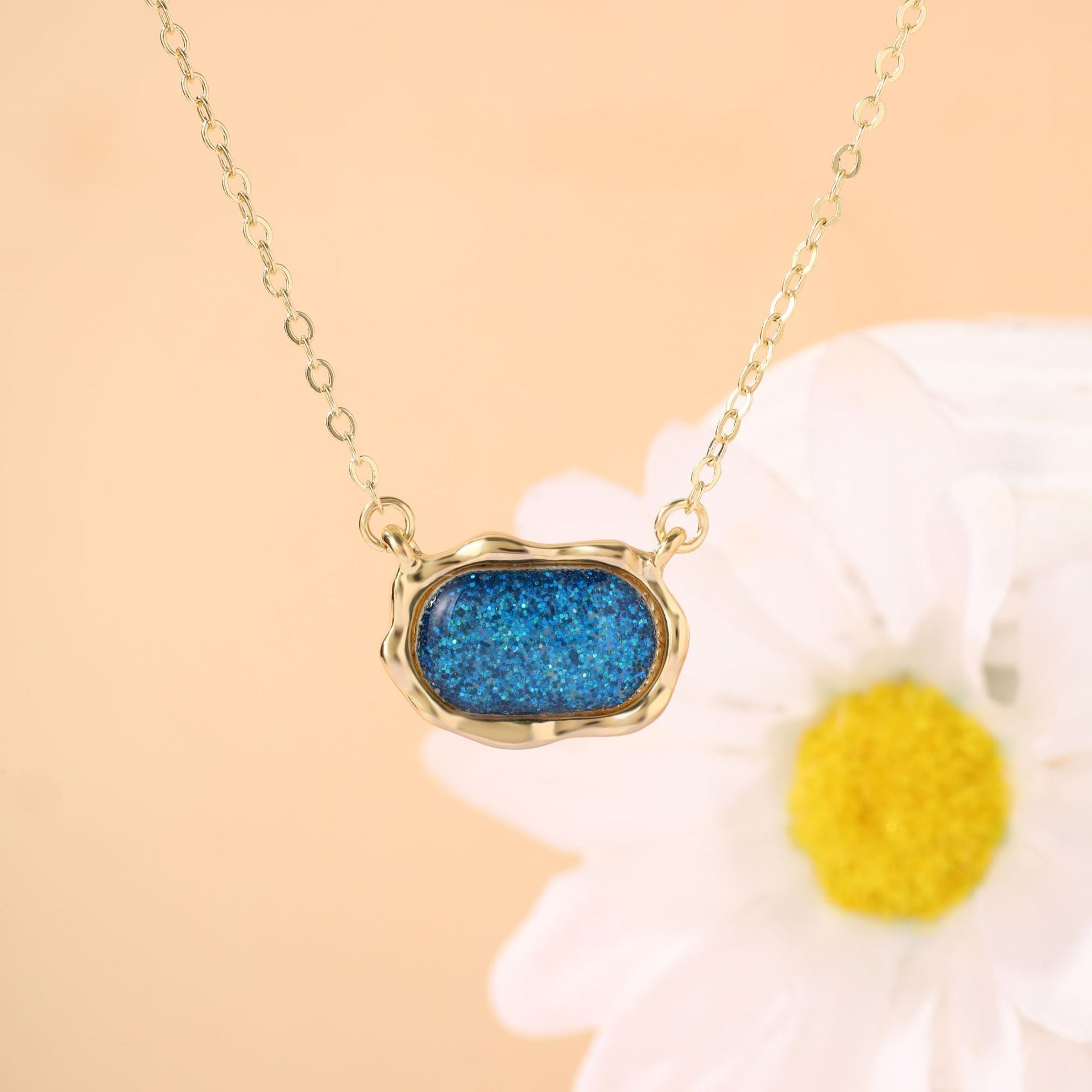 Oval Crystal Cluster Necklace