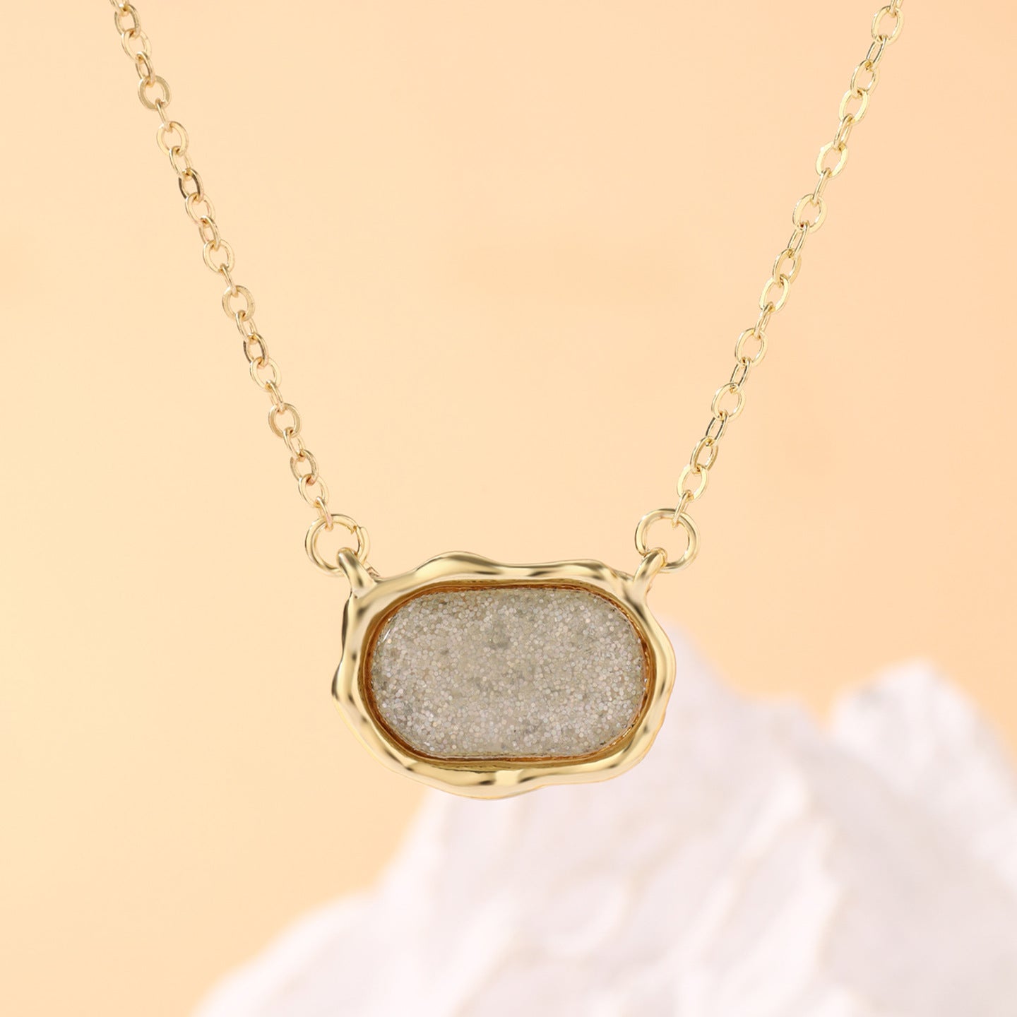 Oval Crystal Cluster Necklace