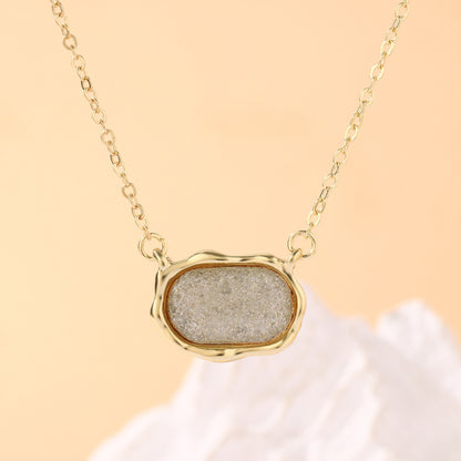 Oval Crystal Cluster Necklace