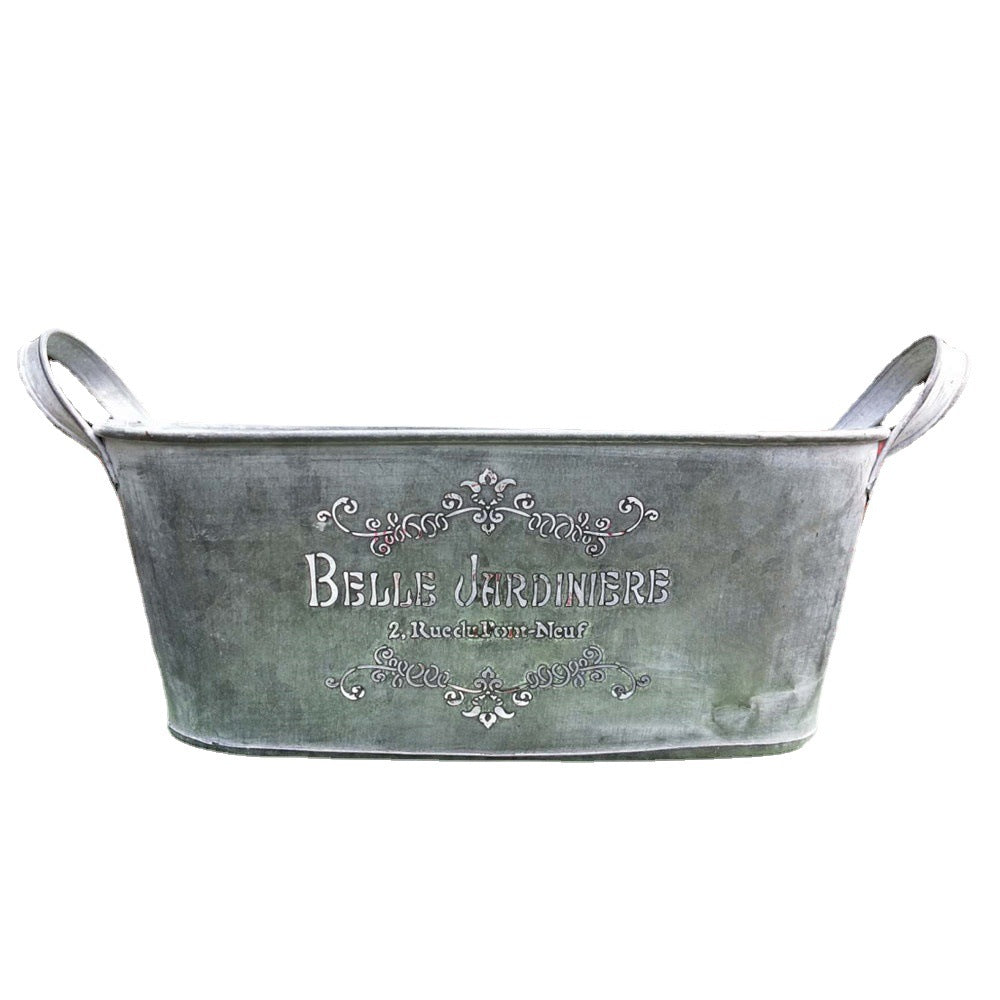 Oval English Letter Decorative Tin Bucket