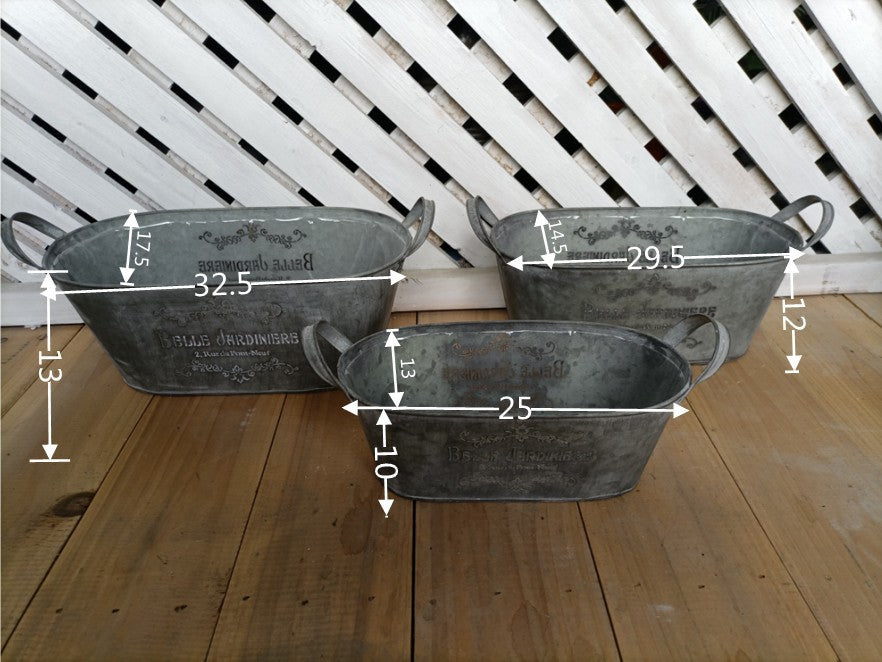 Oval English Letter Decorative Tin Bucket