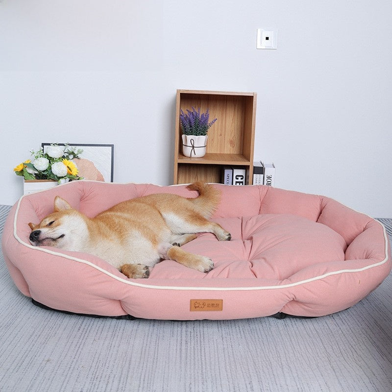 Oval Faux Suede Dog Bed