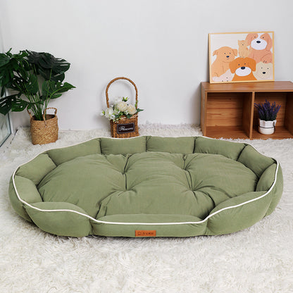 Oval Faux Suede Dog Bed