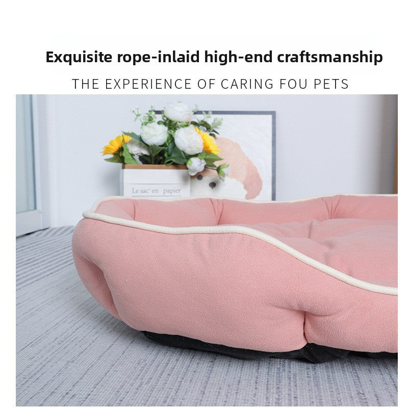 Oval Faux Suede Dog Bed