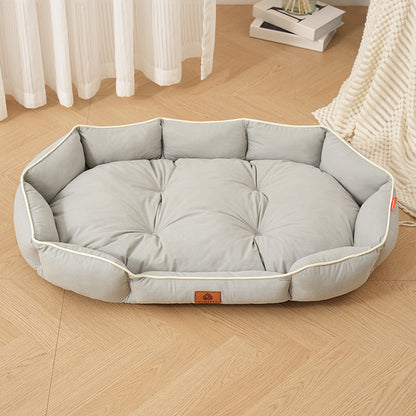 Oval Faux Suede Dog Bed
