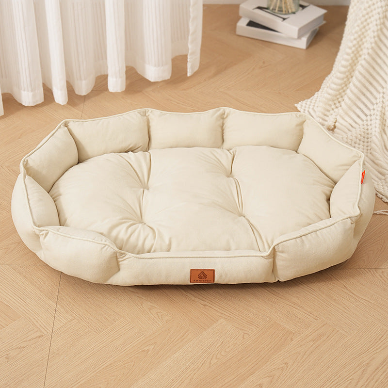 Oval Faux Suede Dog Bed