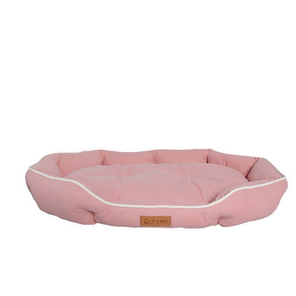 Oval Faux Suede Dog Bed